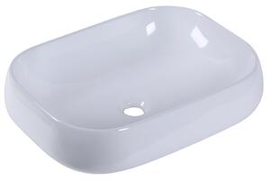Lavabo da Appoggio Rettangolare in Ceramica Smaltata Bianco 56x42x14.5 cm