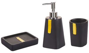 Set di 3 Accessori Bagno in Ceramica nero dispenser sapone porta sapone portaspazzolini Beliani