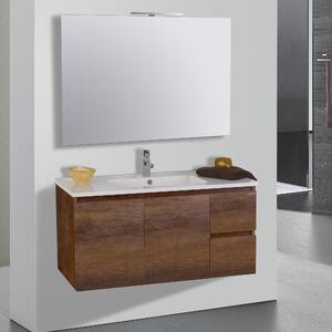 Mobile da Bagno Sospeso 100cm Mazzoni Maiorca Light 2+2 Noce Scuro Frassinato