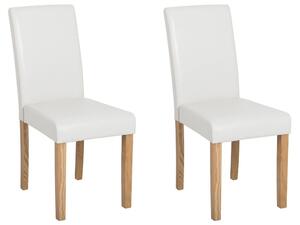 Set di 2 sedie da pranzo bianche con gambe in legno ecopelle moderne Beliani