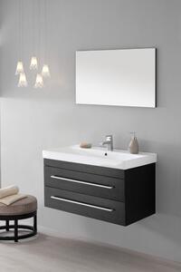 Mobile da Bagno Sospeso Grigio con Doppio Cassetto Composizione 90Cm