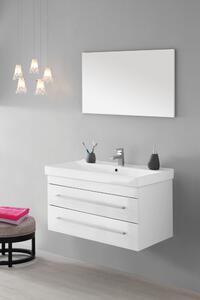 Mobile da Bagno Sospeso Bianco con Doppio Cassetto Composizione 90Cm
