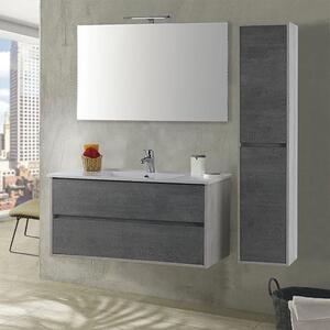 Mobile da Bagno Sospeso con Colonna Mazzoni Maiorca Plus Bianco Cemento P18x70 cm