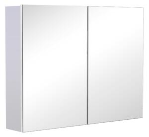 Pensile da Bagno 2 Ante Specchio in MDF 80x15x60 cm MoreMorning Bianco