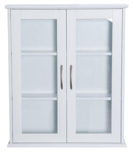 Armadietto Portaoggetti da Parete per Bagno e Cucina 3 Ripiani in Legno Bianco 53.5x16x62.5 cm