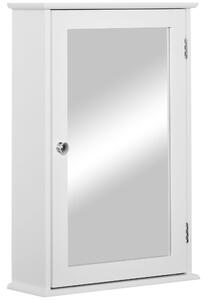 Pensile da Bagno 1 Anta Specchio 41x14x60 cm a Chiusura Magnetica Bianco