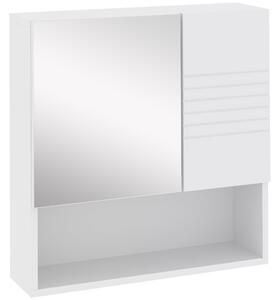 Pensile da Bagno con Specchiera 54x15x55 cm Ripiani Regolabili Bianco