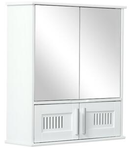 Pensile da Bagno 55x17.5x60 cm con Antine a Specchio Bianco