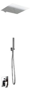 Kit Doccia Soffione Doccino e Miscelatore in Acciaio Inox 30x30 cm da Parete Square