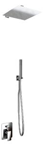Kit Doccia Soffione Doccino e Miscelatore in Acciaio Inox 25x25 cm da Parete Square