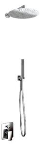Kit Doccia Soffione Doccino e Miscelatore in Acciaio Inox Ø25 cm da Parete Round