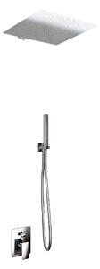 Kit Doccia Soffione Doccino e Miscelatore in Acciaio Inox 40x40 cm da Parete Square