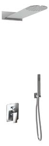 Kit Doccia Soffione Doccino e Miscelatore in Acciaio Inox 55xØ23 cm da Parete RekRound