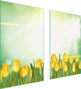 Piatti copripiano cottura 2 pezzi 75x52 Vetroceramica copripiano cottura vetro tagliere tulipani giallo