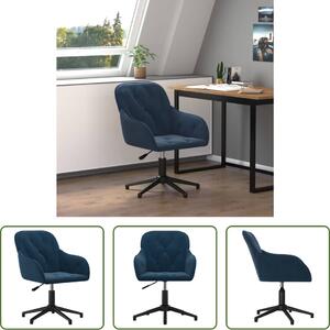 The Living Store Sedia da ufficio girevole in velluto blu