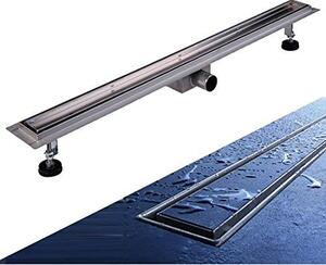 Canalina di Scarico Doccia a Pavimento in Acciaio Inox Piastrellabile 84x11x7 cm