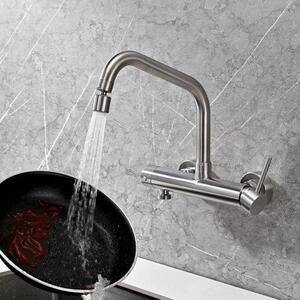 Rubinetto da cucina - montaggio a parete - acciaio inox - bocca flessibile