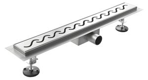 Canalina di Scarico in Acciaio Inox a Pavimento Onda 60x7 cm