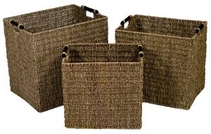 Set 3 Ceste Rettangolari con Manici in Legno Cordi