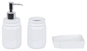 Set 3 Accessori da Bagno in Ceramica Bianco