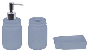 Set 3 Accessori da Bagno in Ceramica Azzurro