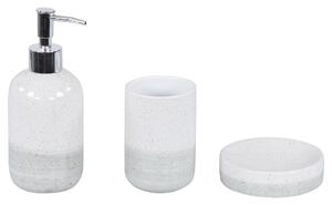 Set 3 Accessori da Bagno in Ceramica Bianco-Grigio