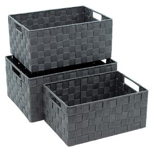 Set 3 Cestini Portatutto con Manici in Polipropilene Grigi
