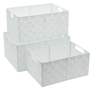 Set 3 Cestini Portatutto con Manici in Polipropilene Bianchi