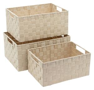 Set 3 Cestini Portatutto con Manici in Polipropilene Beige