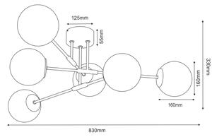 Lampadario da soffitto GLAME 6xE27/15W/230V