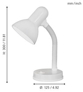 EGLO 9229 - Lampada da tavolo BASIC 1xE27/40W bianco