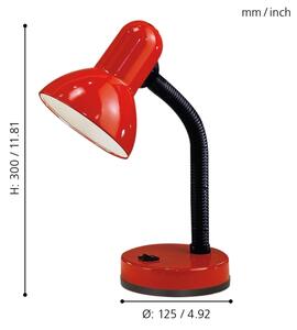 EGLO 9230 - Lampada da tavolo BASIC 1xE27/40W rossa