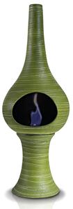 Camino a Bioetanolo da Pavimento in Ceramica 35x95 cm Ferazzoli Flute Verde Millerighe