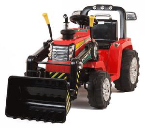 Trattore Elettrico per Bambini Ruspa con Pala Scavatrice 12V Rosso