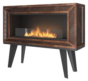 Camino a Bioetanolo da Pavimento 100x47 cm Industrial Marrone con Vetro
