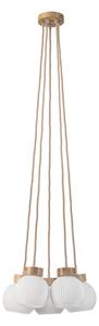 Lampadario sospeso con cavo LOOMIS 5xE27/15W/230V 130 cm beige/rovere