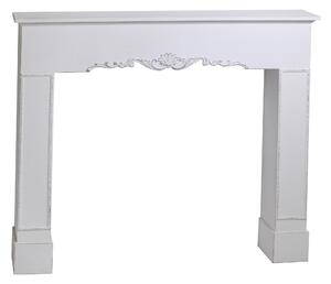 Cornice Camino in Legno 114x20x102cm Frame Bianca