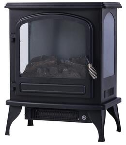 Camino Elettrico da Terra 41x25,4x52 cm 750/1500W Effetto Fiamma Nero