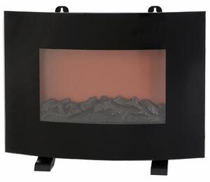 Camino Elettrico da Terra 55x15,5x40 cm 750/1500W Effetto Fiamma Nero