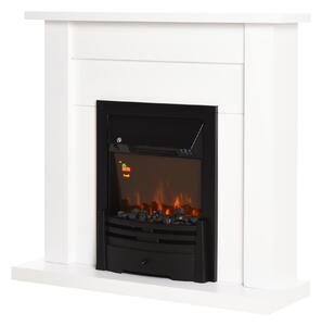 Camino Elettrico da Pavimento 102x30x95 cm Effetto Fiamma 2000W Bianco