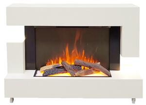 Camino Elettrico da Pavimento Effetto Fiamma 1500W Milano Bianco