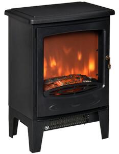 Camino Elettrico da Pavimento 39x26x54,8 cm Effetto Fiamma 1800W Nero