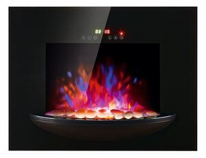 Camino Elettrico da Incasso 66x52 cm 1800W con Timer Effetto Fiamma Nero