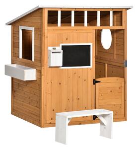 Casetta per Bambini da Esterno 122x108x135,5 cm in Legno Giallo