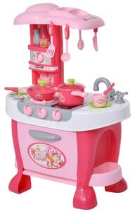 Cucina Giocattolo per Bambini 51x30x73 cm con Utensili Rosa