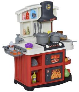 Cucina Giocattolo per Bambini 56x25,5x61 cm con Utensili Bianco e Rossa
