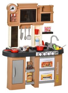 Cucina Giocattolo per Bambini 63x35x84 cm con 58 Accessori Grigio e Marrone