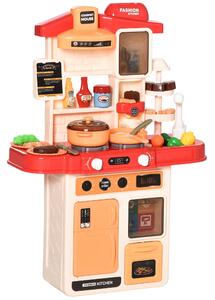 Cucina Giocattolo per Bambini 46x20x64,5 cm con 65 Accessori Beige e Rosa