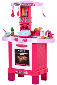 Cucina Giocattolo per Bambini 64x29x87 cm con 33 Accessori Rosa