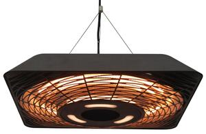 Stufa Alogena a Sospensione 45x45x10 cm 2000W con Luce LED e Telecomando Nera